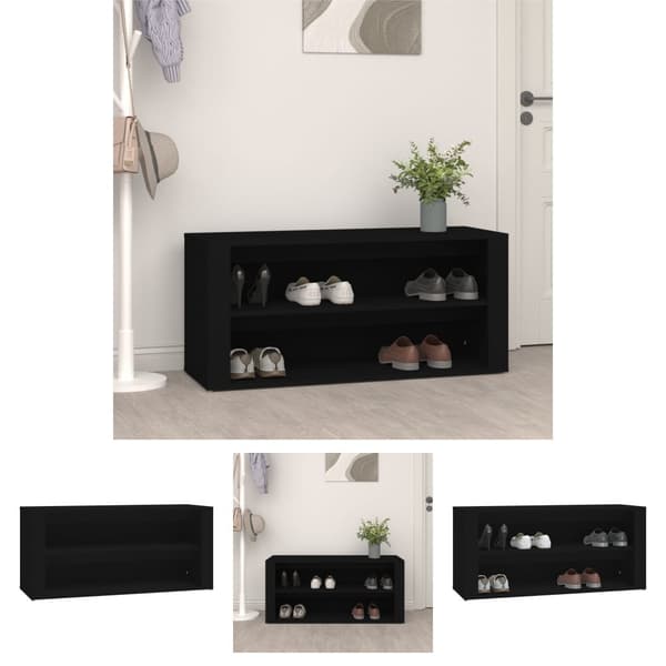 The Living Store skoreol 100x35x45 cm konstrueret træ sort -  Skoopbevaring