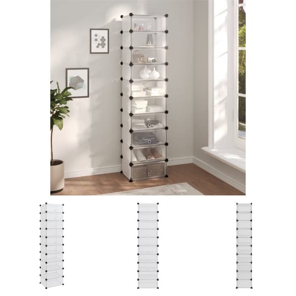 The Living Store skoreol 44x32x174 cm PP transparent -  Skoopbevaring