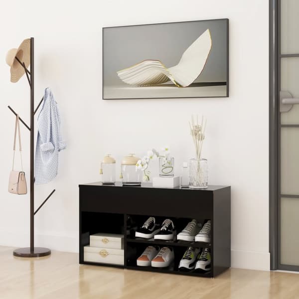 The Living Store Kenkien säilytyspenkki musta 80x30x45 cm tekninen puu - Kenkähyllyt & -telineet