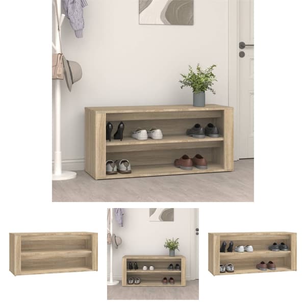 The Living Store skoreol 100x35x45 cm konstrueret træ sonoma-eg -  Skoopbevaring