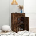 Miniatyrbild 5 av 11: The Living Store Skoställ rökfärgad ek 60x35x84 cm konstruerat trä -  Skoställ & skohyllor