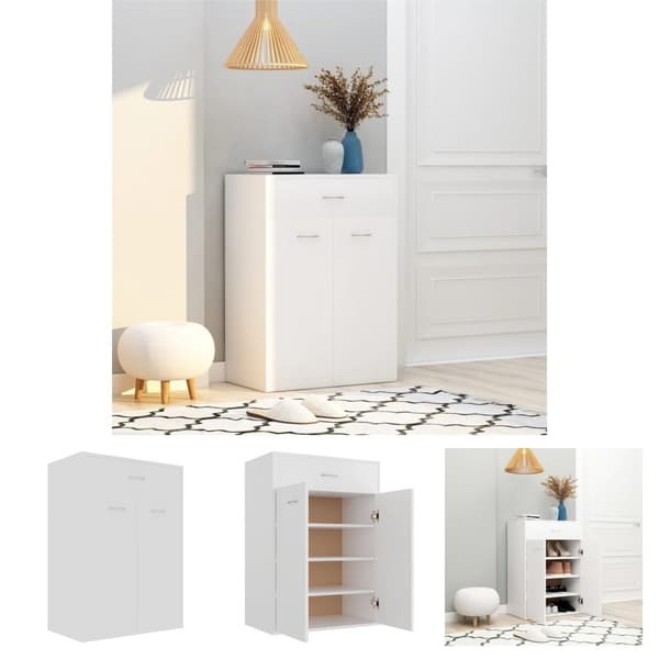 The Living Store skoskab 60x35,5x84 cm konstrueret træ hvid -  Skoopbevaring