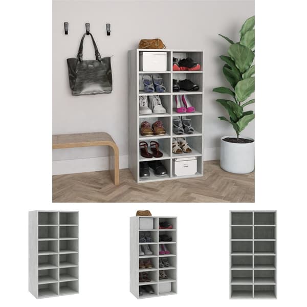 The Living Store Skohylla betonggrå 54x34x100,5 cm konstruerat trä -  Skoställ & skohyllor