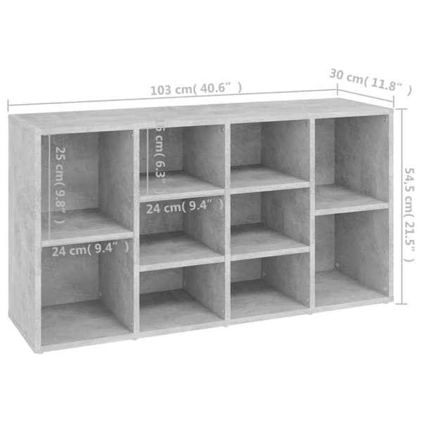 The Living Store skobænk 103x30x54,5 cm konstrueret træ betongrå -  Skoopbevaring