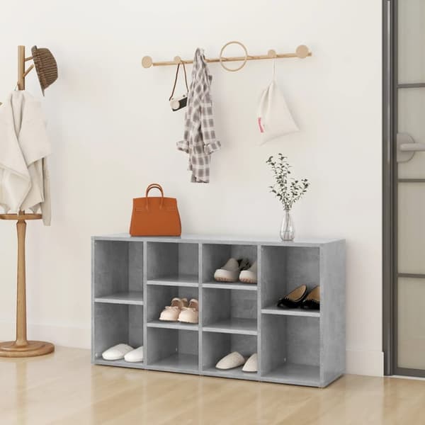 The Living Store skobænk 103x30x54,5 cm konstrueret træ betongrå -  Skoopbevaring