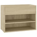 Miniatyrbillede 3 af 9: The Living Store skobænk 60x30x45 cm konstrueret træ sonoma-eg -  Skoopbevaring