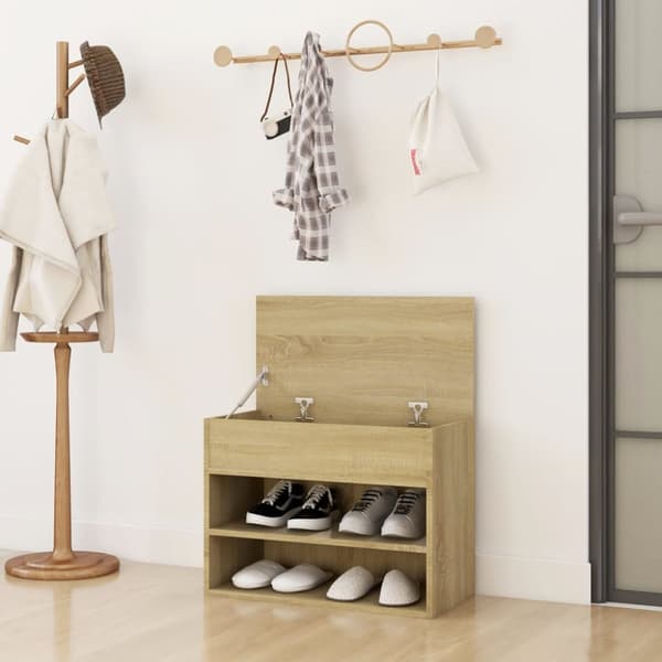The Living Store skobænk 60x30x45 cm konstrueret træ sonoma-eg -  Skoopbevaring