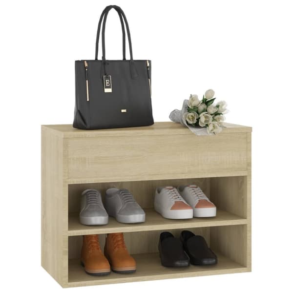 The Living Store skobænk 60x30x45 cm konstrueret træ sonoma-eg -  Skoopbevaring