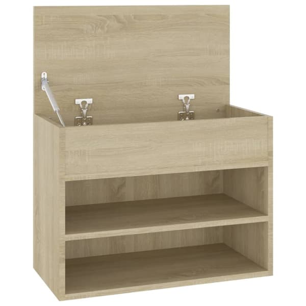 The Living Store skobænk 60x30x45 cm konstrueret træ sonoma-eg -  Skoopbevaring