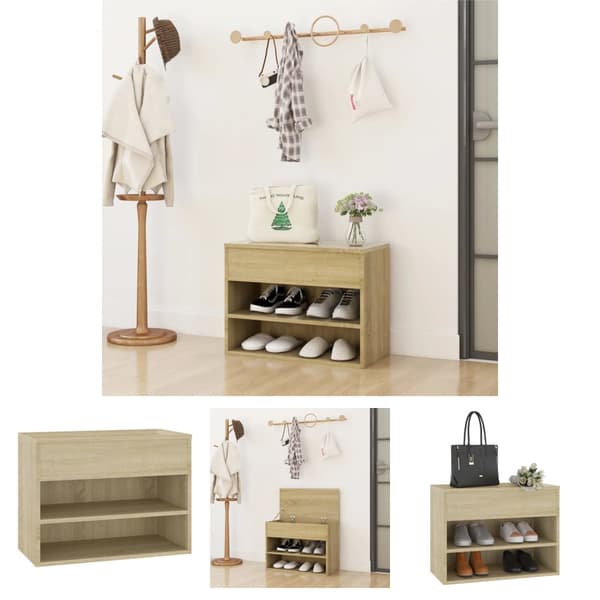 The Living Store Skobänk sonoma-ek 60x30x45 cm konstruerat trä - Skoställ & skohyllor