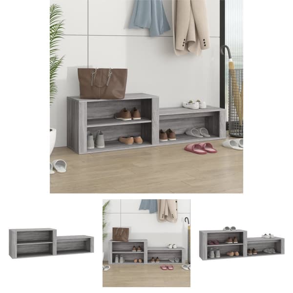 The Living Store skoskab 150x35x45 cm konstrueret træ grå sonoma-eg -  Skoopbevaring