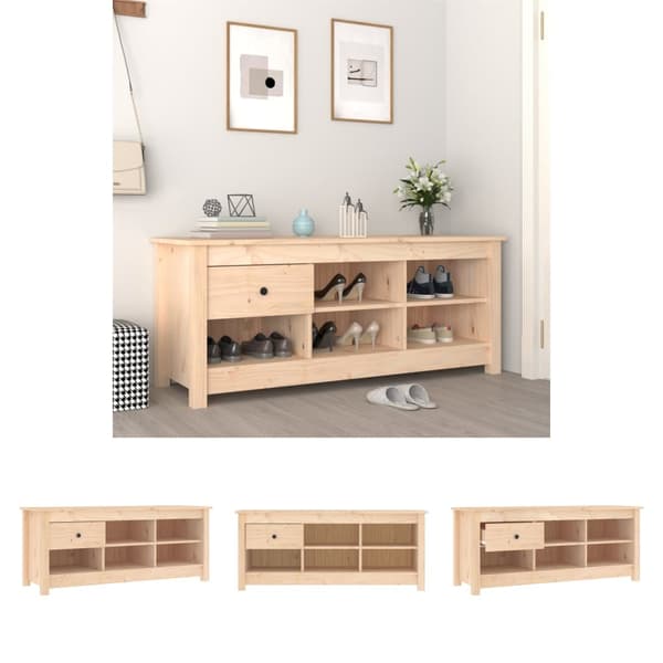 The Living Store skoreol 110x38x45,5 cm massivt fyrretræ -  Skoopbevaring