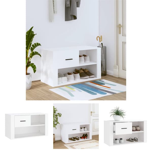 The Living Store skoreol 80x35x45 cm konstrueret træ hvid -  Skoopbevaring
