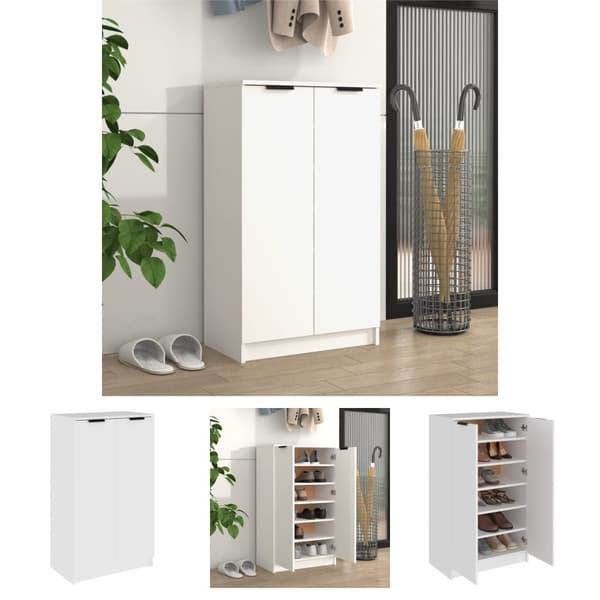 The Living Store Skoskåp vit 59x35x100 cm konstruerat trä -  Skoställ & skohyllor
