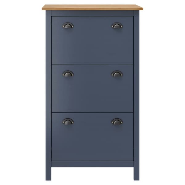 The Living Store skoskab Hill Range 72x35x124 cm massivt fyrretræ grå -  Skoopbevaring