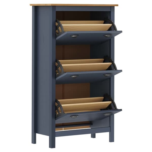 The Living Store skoskab Hill Range 72x35x124 cm massivt fyrretræ grå -  Skoopbevaring