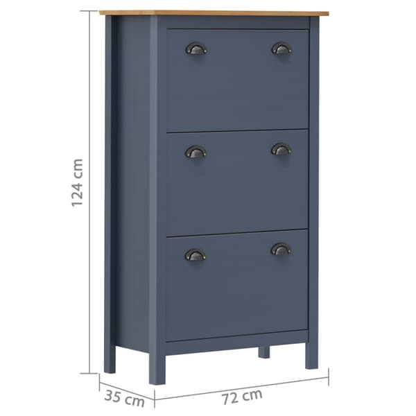 The Living Store skoskab Hill Range 72x35x124 cm massivt fyrretræ grå -  Skoopbevaring