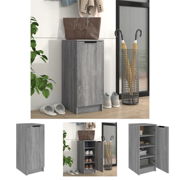 The Living Store skoskab 30x35x70 cm konstrueret træ grå sonoma-eg -  Skoopbevaring