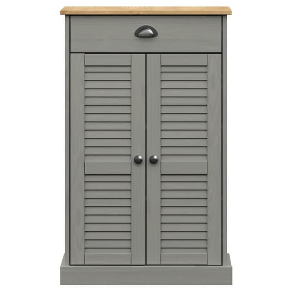 The Living Store skoskab VIGO 60x35x96 cm massivt fyrretræ grå - Skoopbevaring