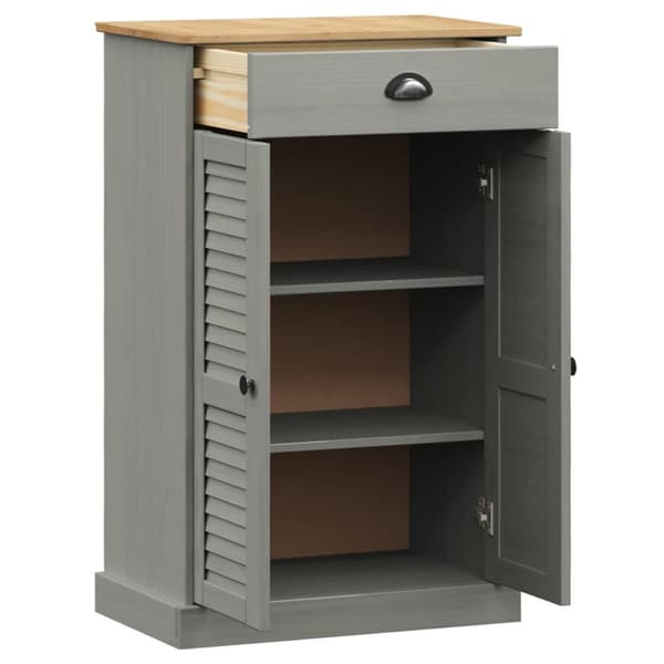 The Living Store skoskab VIGO 60x35x96 cm massivt fyrretræ grå - Skoopbevaring