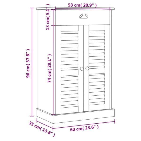 The Living Store skoskab VIGO 60x35x96 cm massivt fyrretræ grå - Skoopbevaring
