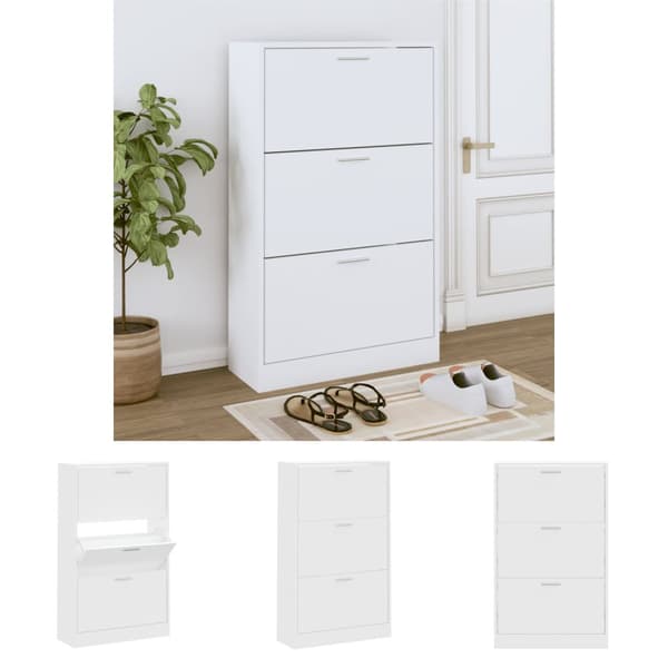 The Living Store Skoskåp vit 63x24x103 cm konstruerat trä - Skoställ & skohyllor