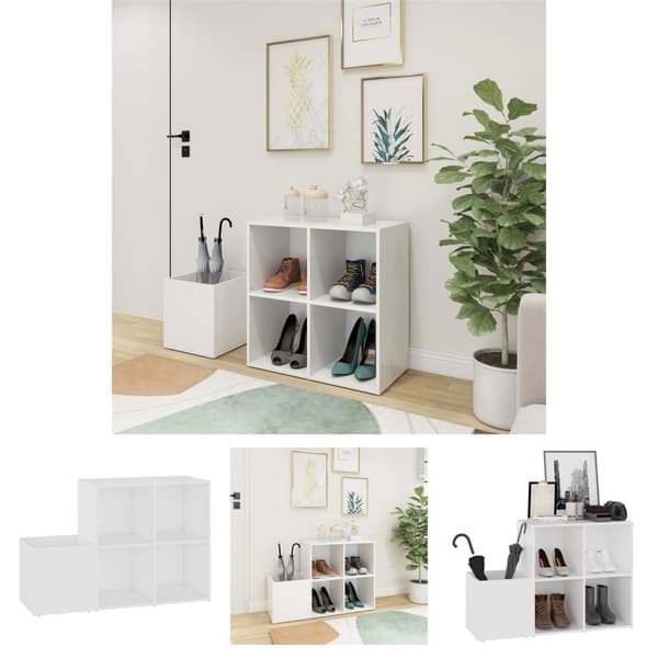 The Living Store skoskab 105x35,5x70 cm konstrueret træ hvid -  Skoopbevaring