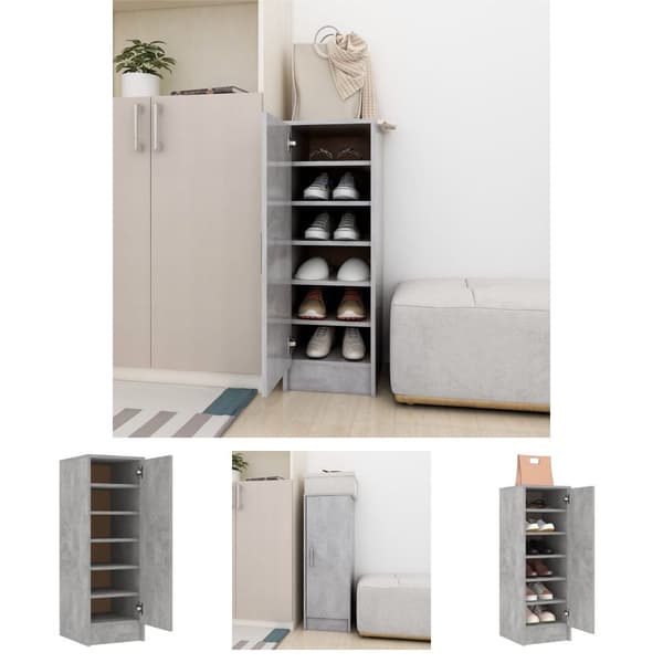 The Living Store skoskab 32x35x92 cm spånplade betongrå -  Skoopbevaring