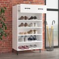 Miniatyrbillede 4 af 11: The Living Store skoreol 60x35x105 cm konstrueret træ hvid -  Skoopbevaring