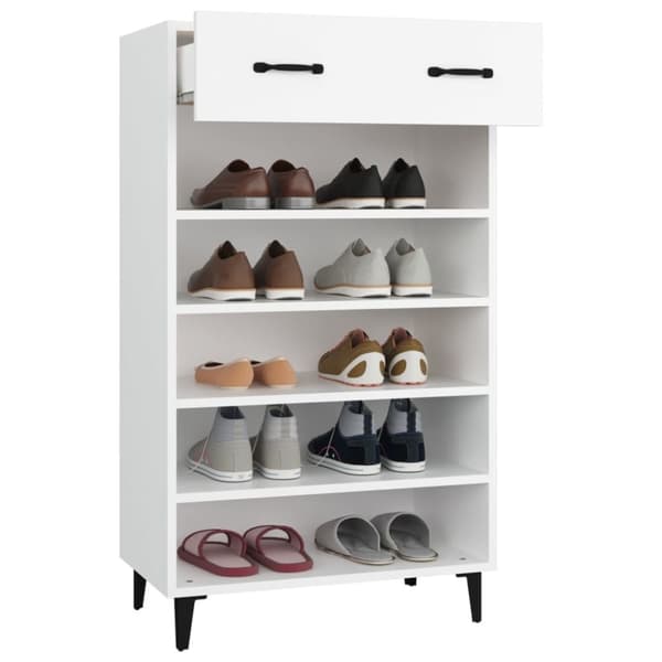 The Living Store skoreol 60x35x105 cm konstrueret træ hvid -  Skoopbevaring