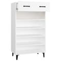 Miniatyrbillede 8 af 11: The Living Store skoreol 60x35x105 cm konstrueret træ hvid -  Skoopbevaring