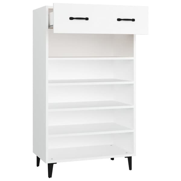 The Living Store skoreol 60x35x105 cm konstrueret træ hvid -  Skoopbevaring