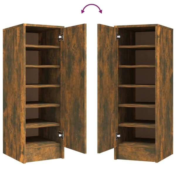 The Living Store skoskab 32x35x92 cm konstrueret træ røget egetræ -  Skoopbevaring