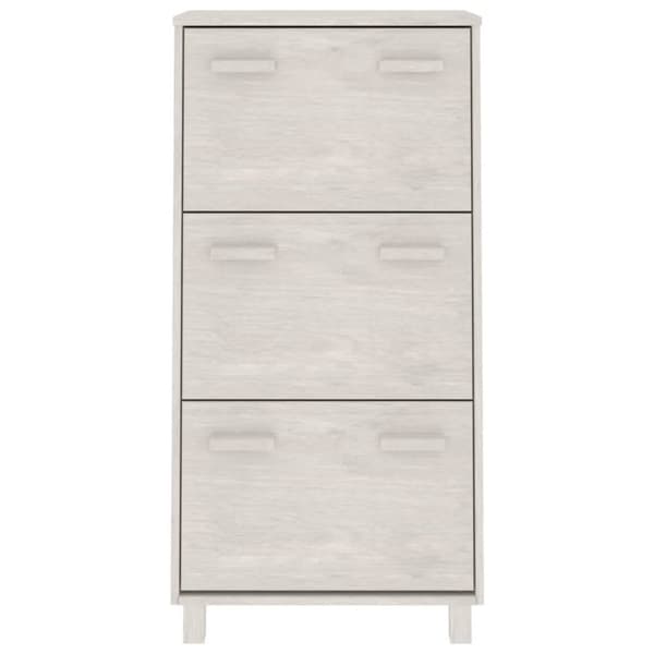 The Living Store skoskab HAMAR 59,5x35x117 cm massivt fyrretræ hvid -  Skoopbevaring