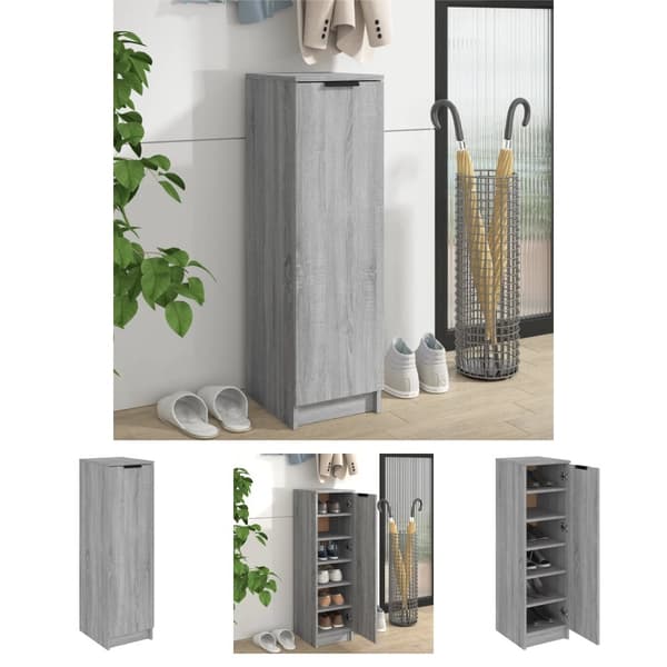 The Living Store skoskab 30x35x100 cm konstrueret træ grå sonoma-eg -  Skoopbevaring