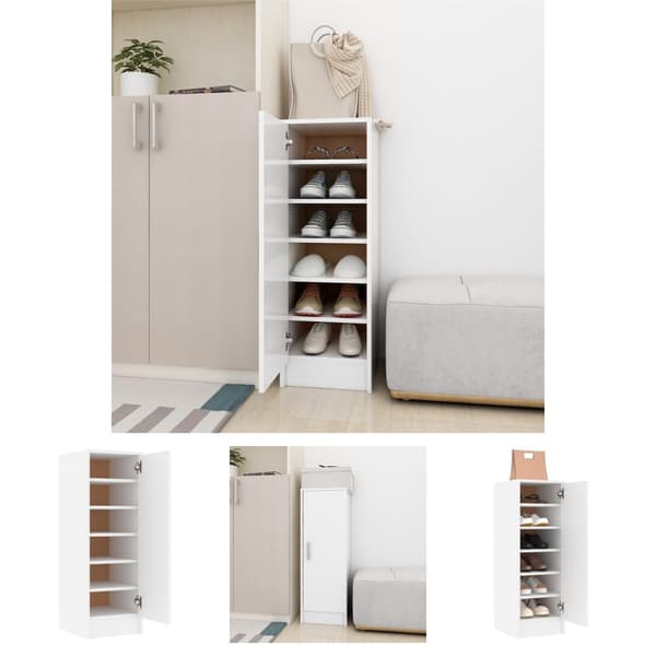 The Living Store skoskab 32x35x92 cm spånplade hvid -  Skoopbevaring