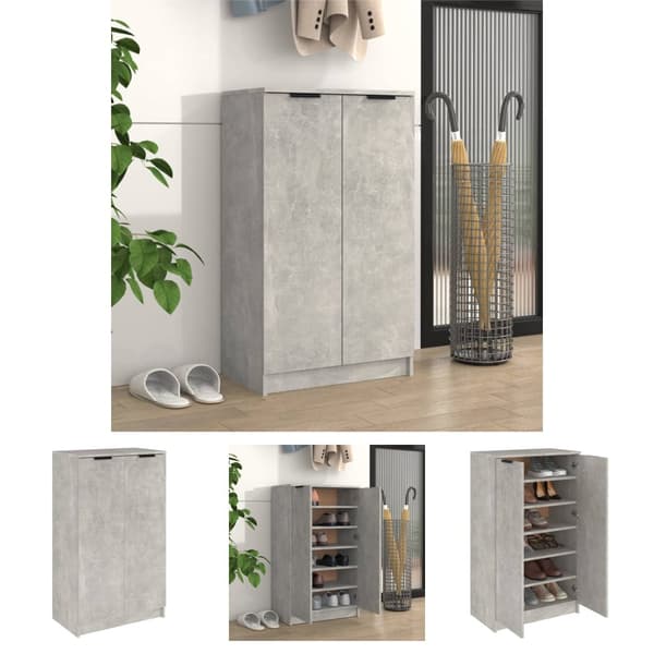 The Living Store skoskab 59x35x100 cm konstrueret træ betongrå - Skoopbevaring