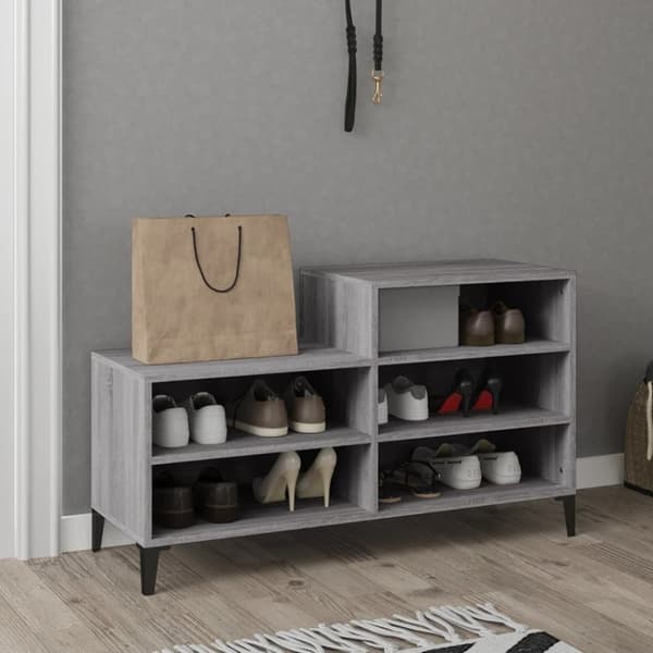 The Living Store skoskab 102x36x60 cm konstrueret træ grå sonoma-eg -  Skoopbevaring