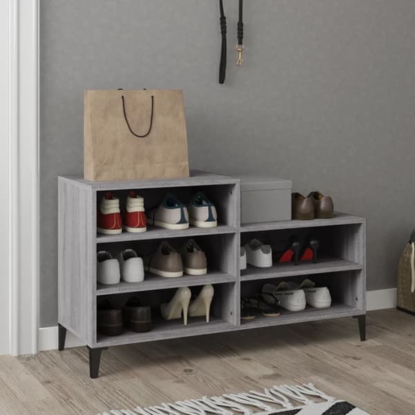 The Living Store skoskab 102x36x60 cm konstrueret træ grå sonoma-eg -  Skoopbevaring