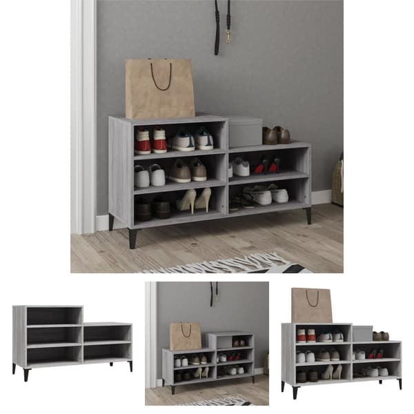 The Living Store skoskab 102x36x60 cm konstrueret træ grå sonoma-eg -  Skoopbevaring