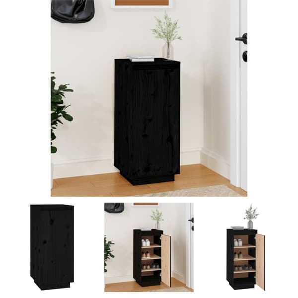 The Living Store Kenkäkaappi musta 35x35x80 cm täysi mänty -  Kenkähyllyt & -telineet