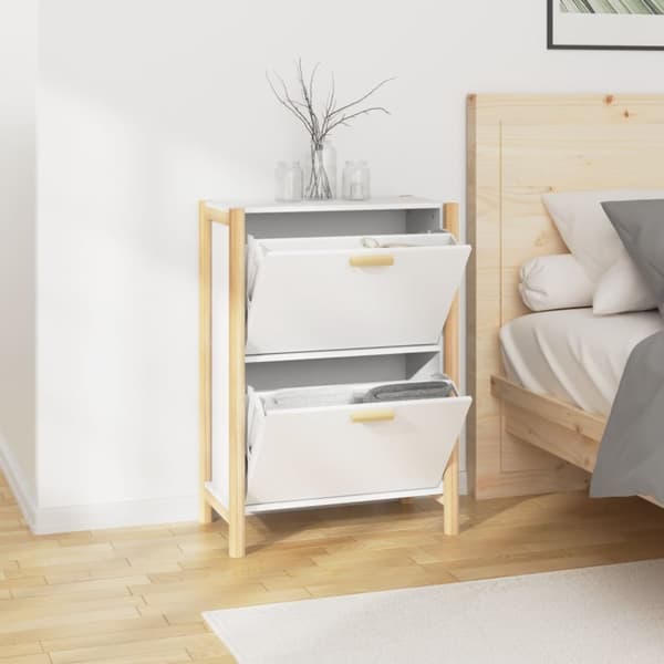The Living Store skoreol 57,5x33x80 cm konstrueret træ hvid -  Skoopbevaring