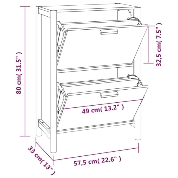 The Living Store skoreol 57,5x33x80 cm konstrueret træ hvid -  Skoopbevaring