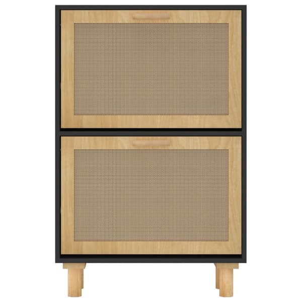The Living Store skoskab 52x25x80 cm konstrueret træ og naturlig rattan -  Skoopbevaring