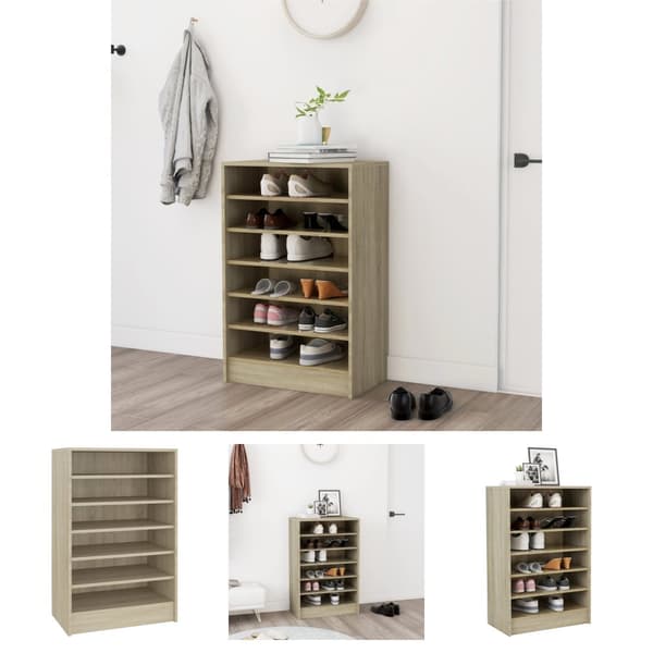 The Living Store Kenkäkaappi Sonoma-tammi 60x35x92 cm tekninen puu -  Kenkähyllyt & -telineet