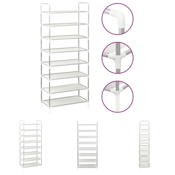 The Living Store Skohylla med 8 hyllor metall och non-woven tyg silver -  Skoställ & skohyllor