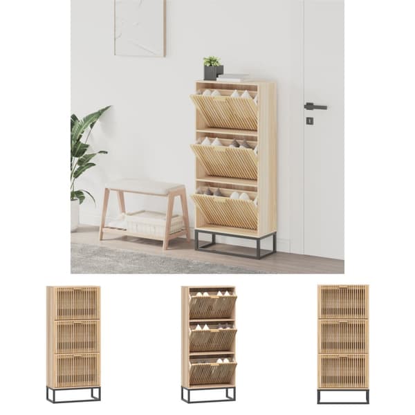 The Living Store Skoskåp 52x25x120 cm konstruerat trä -  Skoställ & skohyllor