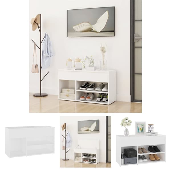The Living Store skoreol 80x30x45 cm spånplade hvid -  Skoopbevaring