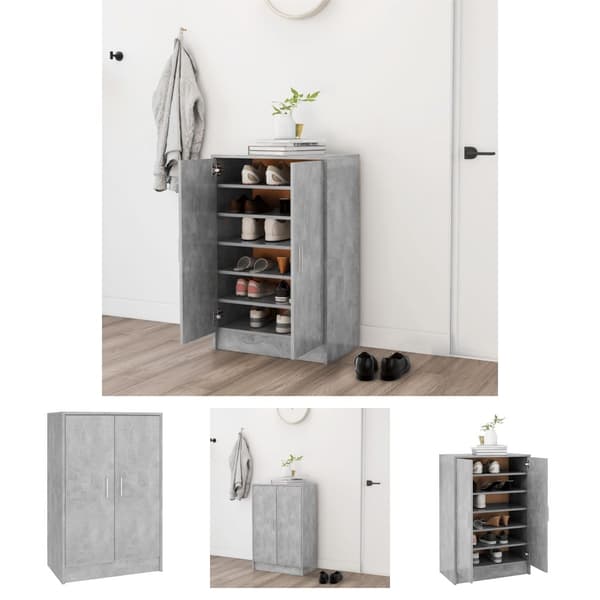 The Living Store Kenkäkaappi betoninharmaa 60x35x92 cm tekninen puu - Kenkähyllyt & -telineet