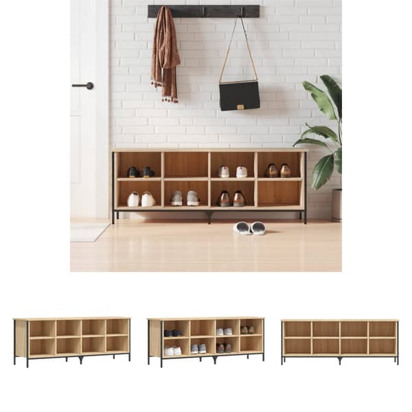 The Living Store Kenkäkaappi Sonoma-tammi 131x35x50 cm tekninen puu - Kenkähyllyt & -telineet